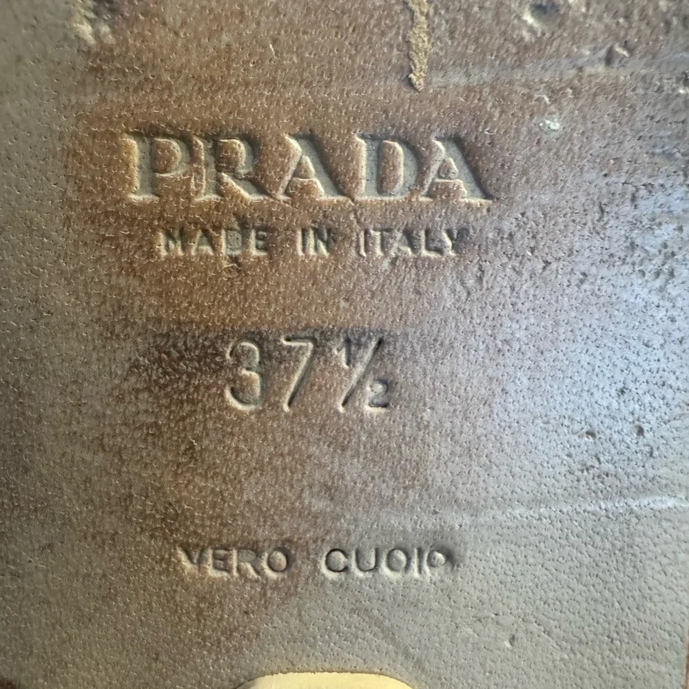 PRADA Loafer Mule 
Size: 37.5
Color: navy blue with red - Picture 4 of 6